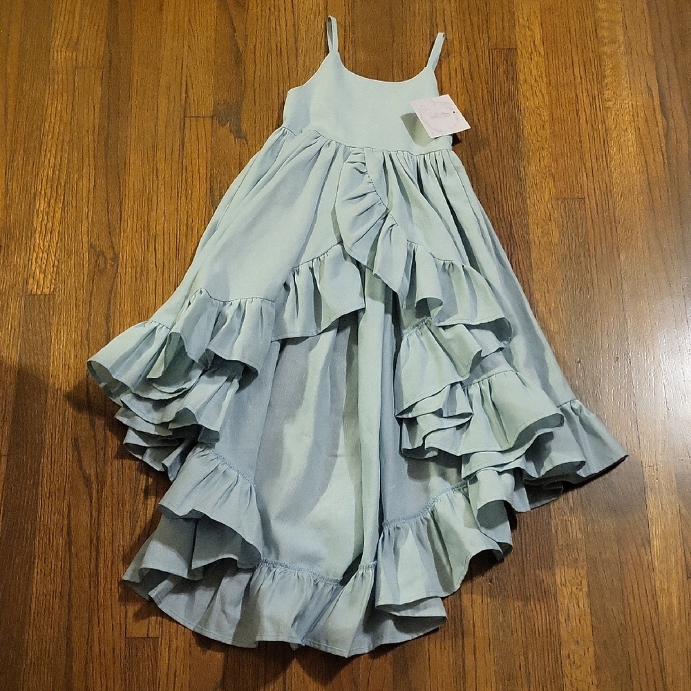 Calluna Boutique Mint Green Asymmetrical Ruffled Sundress for Wedding Gu…